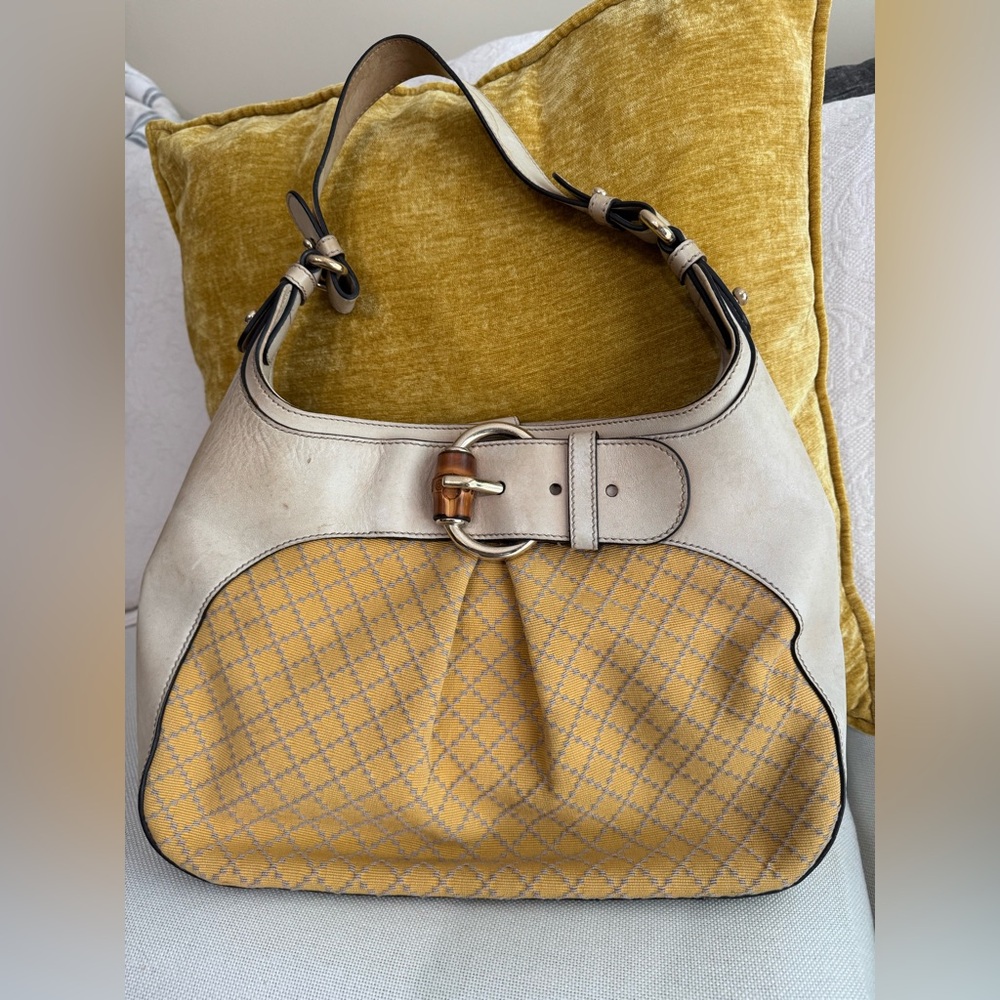 Gucci Buckle Bamboo Shoulder Bag
